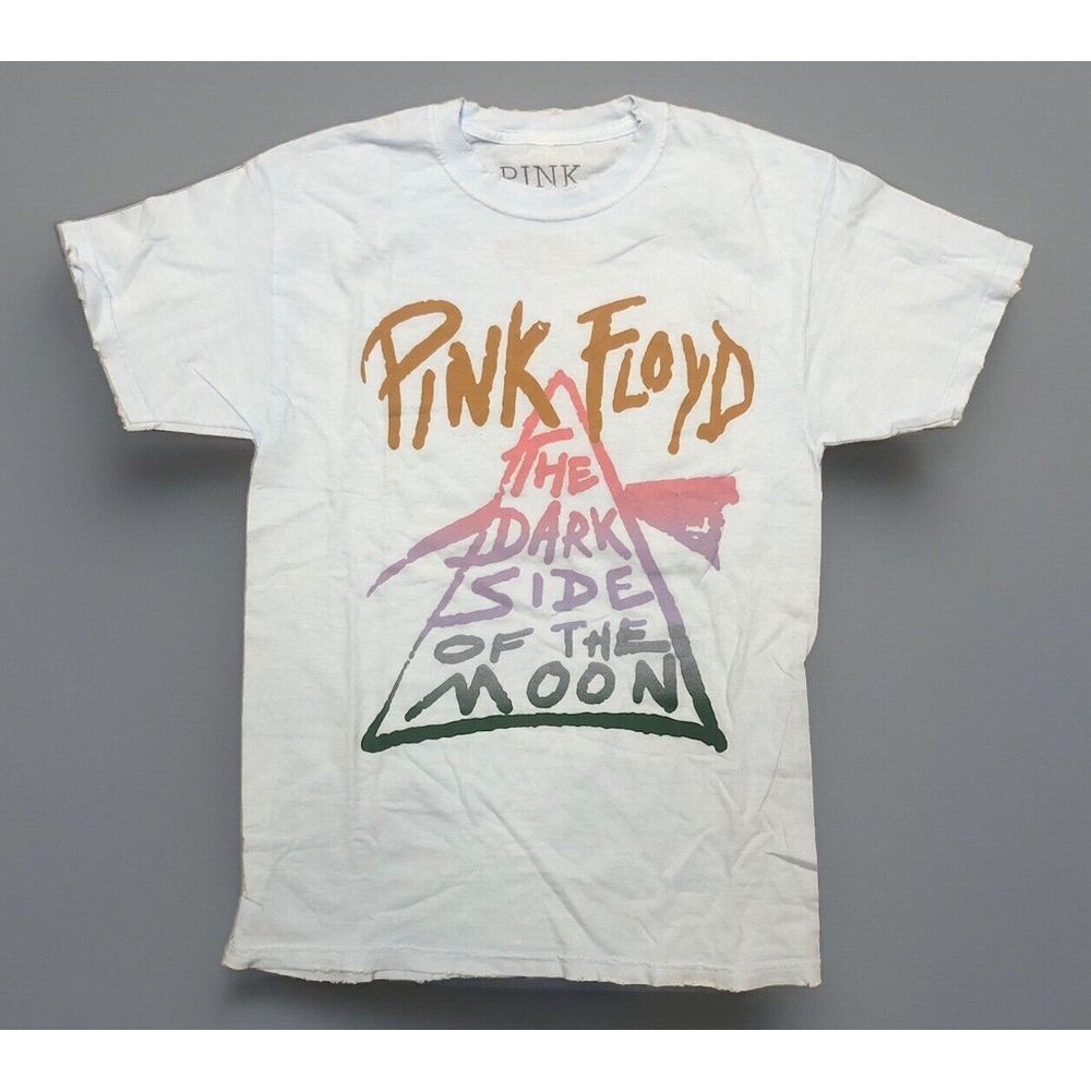 PINK FLOYD The Dark Side of the Moon Light‎ Blue Distressed T Shirt S NEW